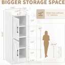 Narrow Bathroom Storage Cabinet with 2 Doors and Shelves, 9.8" W Small Storage Cabinet for Toilet Paper Storage, Slim Cabinet for Small Spaces, Bathroom, Kitchen, 9.8" W 7.9" D 29.5" H, White