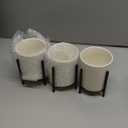 JUXYES Pack of 3 Ceramic Silverware Holder For Party Table, White Cutlery Holder Holder With Black Metal Bracket, Small Flatware Caddy Organizer Utensil Holder Organizer for Kitchen Dining Tables