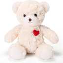 Red Heart Teddy Bear Stuffed Animals,Soft Cute Teddy Bear Plushies Toy - Valentine's Day, Christmas for Kids Girlfriend (White)