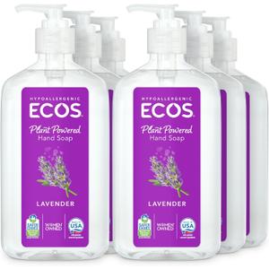 ECOS Hypoallergenic Hand Soap - All Natural pH-Balanced Handwash Soap with Vitamin E - Safe for Sensitive Skin - Lavender - 17 Oz Bottle (6 pack)
