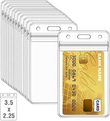 60 Pcs Clear Plastic Vertical Name Badge ID Card Holders