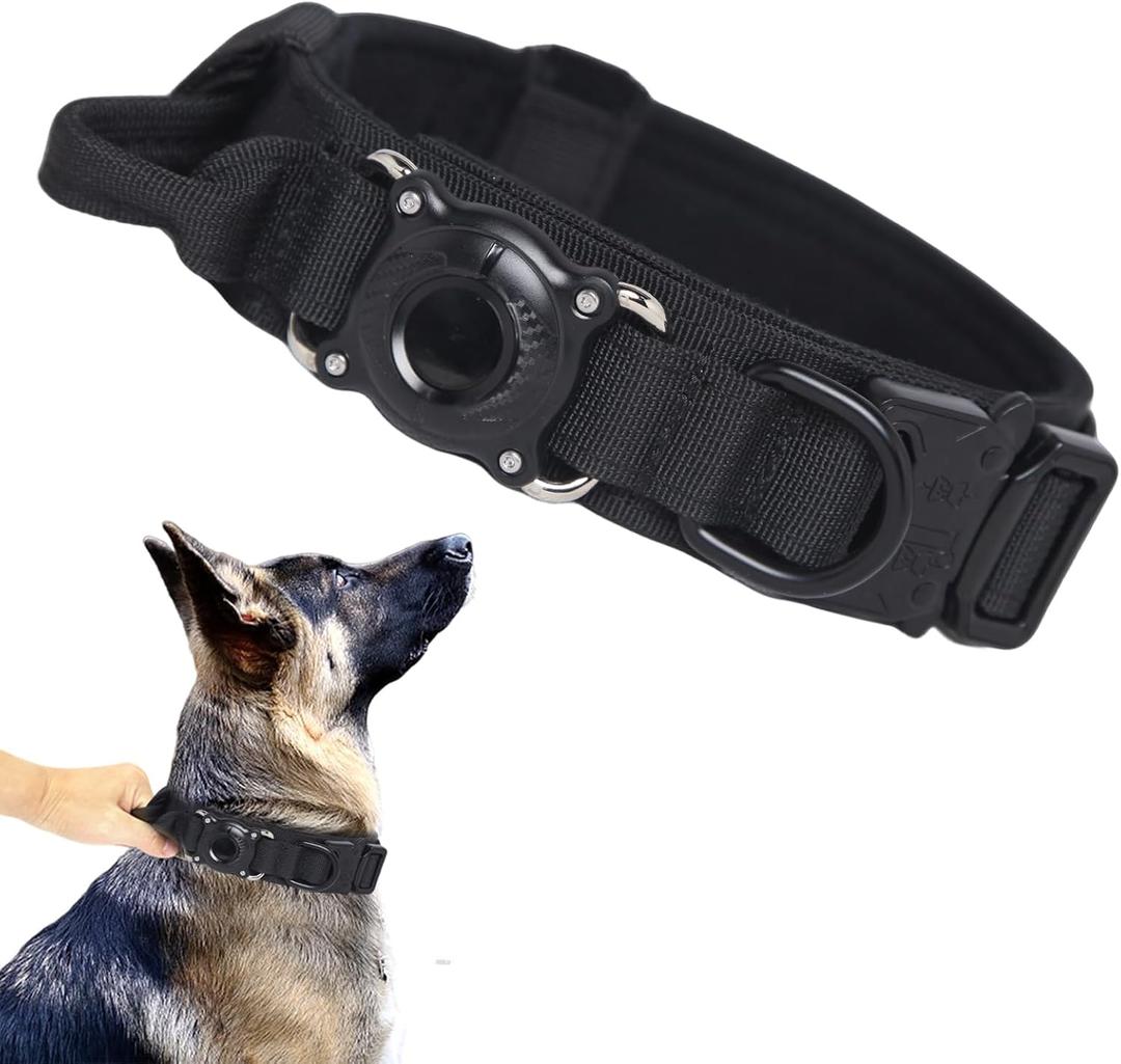 Xqpetlihai Upgraded AirTag Dog Collar Waterproof Tactical Dog Collar with AirTag Holder Heavy Duty Dog Collars for Large Dogs (BlackL (Large (Pack of 1))