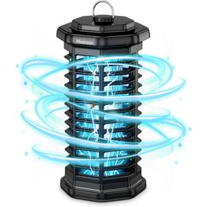 Minimoon Bug Zapper Outdoor 4000V Powerful Electric Mosquito Zapper, 15w Fly Trap Outdoor, IPX4, Corded Fly Zapper for Indoor, Yard, Backyard, Patio, Camping (Black) (without LED lighting)