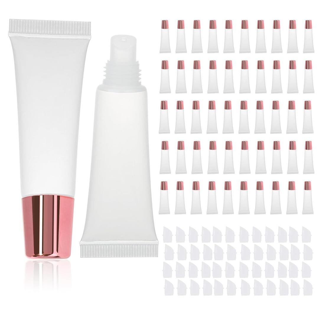 COSIDEA 50pcs 10ml Empty lipgloss tubes chapstick tube empty to make your own lip gloss (Rose Gold)