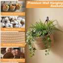 6 PCS Wall Hanging Basket Set Handwoven Cotton Rope Hanging Fruit Basket Organizer with Hooks Boho Decorative Storage Bins for Home Kitchen Office Door Wall