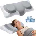 ABLEGRID Dual-Layer Memory Foam Cervical Neck Pillow,Contour Cooling Gel Support Pillow for Neck Shoulder Pain Relief,Ergonomic Orthopedic Adjustable Deep Sleep Bed Pillow for Side,Back,Stomach Sleep