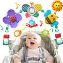 Musical Baby Stroller Arch, Travel Car Seat Toys, Baby Play Arch Crib Accessory, Mobile for Bassinet, Pram Activity Arch Bar for Babies Infants (Bee)