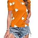 Valentine's Shirts for Women - Heart Tops, Orange, Size Medium