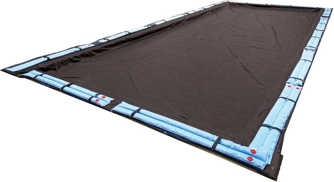 Blue Wave Bronze 20 ft x 40 ft Rectangular Winter In Ground Pool Cover Blocks Debris & Sunlight with 8-Year Protection for Off-Season - With Solid Polyethylene Shield, 4 ft Overlap, Cable, Winch