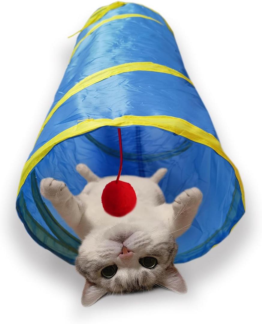 Cat Tunnel Tube ToysTunnels for Indoor Cats, 2 Way Collapsible Interactive Toy with Balls for Rabbits, Kittens, Ferrets, Puppy