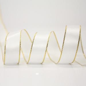 White Satin Ribbon, 1-1/2 inch x 50 Yards Double Faced White and Gold Satin Ribbon, Delicate for Gift Wrapping, Flower Bouquet, DIY Crafts, Wedding, Large Items, Holiday, Party Decorations