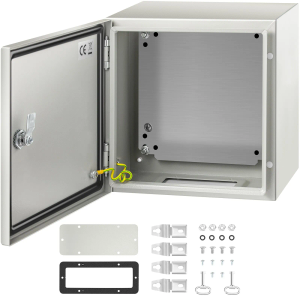 Outdoor Electrical Box 12 x 12 x 8''D NEMA 4X Enclosure Steel Box, Waterproof & Dustproof Outdoor/Indoor Lockable Electrical Junction Box, with Mounting Plate