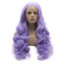 Lushy Wavy Long Light Purple Wig Half Hand Tied Heat Resistant Synthetic Lace Front Wig