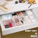 CHANCETSUI 11-Piece Stackable Drawer Organizer Set, Multi-size Desk Drawer Organizer Trays Vanity Storage Bins for Storing Makeup, Stationery, Utensils in Bathroom Dresser, Office and Kitchen, The product differa