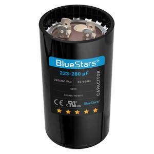 BlueStars 233-280 uF MFD 220-250VAC Volts 20% Volts Round Motor Start Capacitor 50/60 Hz AC Electric Replacement Part - Lifetime up to 30.000 Hours