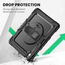 SEYMAC for iPad Air 13 Inch Case M4 / M3 / M2 (2026/2025 / 2024), Heavy Duty Shockproof Protective Case with Screen Protector, 360 Rotating Stand, Hand/Shoulder Strap and Pen Holder, Black