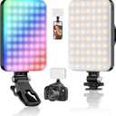 Hagibis RGB Video Light, 360 Full Color Selfie Light LED Camera Light with 3 Cold Shoe Mounts/CRI 97+/20 Scene Modes/2200mAh Rechargeable Portable Phone Light Photography Selfie Lighting
