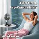 Portable Table Fan, Rechargeable Personal Fan with 48-Hour Battery, 3 Speeds, 120 Oscillation, USB-C Charging, Compact & Lightweight for Home, Office, Travel, and Outdoor Use (Black)