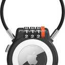 Lockable AirTag Holder with Combination Lock, Compatible with Apple Air Tag, Metal AirTag Holder Lock for Luggage, Suitcase, Stroller, Car, Kids Backpack Tracking, GPS Tracker Tag Case (Black)