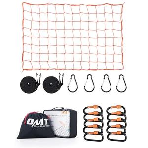 Orion Motor Tech Small Cargo Net, 3'x4' Cargo Net for Roof Rack with 4"x4" Small Mesh, 6'x8' Max Size Truck Bed Net with Locking Carabiners, Straps, Automotive Cargo Net (3 x 4 ft., Orange)