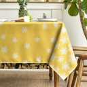 Horaldaily Spring Tablecloth 6084 Inch Rectangular, Sketchy Style Flowers Yellow Washable Seasonal Table Cover for Party Picnic Dinner Decor