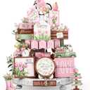 Bucherry 21 Pcs Spring Flower Tiered Tray Decor Set Farmhouse Tulip Floral Wooden Sign Rustic Spring Table Centerpieces Tulips Tiered Tray Decorations for Home Shelf Tabletop Kitchen