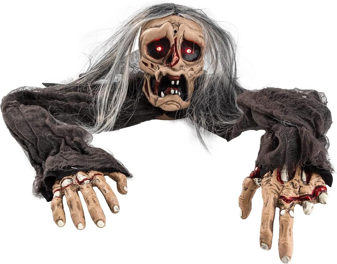 JOYIN Halloween Zombie Decoration Outdoor, Groundbreaker Halloween Outside Decor, Scary Zombies Props with Glowing Eyes and Sound for Graveyard Haunted House Lawn Yard Garden Decoration