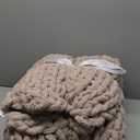 Bigacogo Chunky Knit Throw Blanket for Couch, 40x60 inches, 100% Hand Knitted with Thick Jumbo Chenille Yarn, Cozy Soft Large Rope Knot Cable Crochet Blankets for Sofa Bed Living Room, Beige