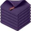 Kitinjoy 100% Cotton Kitchen Dish Cloths (12 X 12 Inches, Eggplant), Pack of 8 Waffle Weave Ultra Soft Absorbent Dish Towels for Drying Dishes Quick Drying Kitchen Towels Dish Rags (Violet)