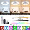 24" Bladeless Ceiling Fans with Lights and Remote/APP/Voice Control, Low Profile Ceiling Fan with RGB Lights, Enclosed Flush Mount Ceiling Fan for Kid's Bedroom/Living Room