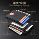 Buffway Slim Minimalist Front Pocket RFID Blocking Leather Wallets for Men and Women - Cross Black