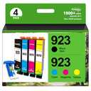 923 Ink Cartridges Combo Pack 923XL High Yield Compatible for HP 923 Ink Cartridges Work for OfficeJet Pro 8130e 8135e 8139e 8138e 8120e 8122e 8124e (4 Pack, Black Cyan Magenta Yellow) Without Chip