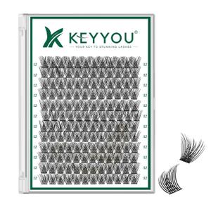 Lash Clusters 144pcs Individual Lashes D Curl 12mm Eyelash Clusters KEYYOU Air Touch Cluster Lashes Super Lightweight Soft Wispy Comfortable Easy DIY at Home(Air04-D-12mm)