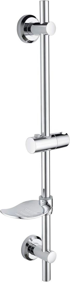 Tecmolog Drill Free Shower Slide Bar ABS Plastic Height/Angle Adjustable Shower Rail Suction with Dish Chrome, BC4044