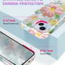 Compatible with iPhone 15 Case Sparkle Glitter Retro Oil Painting Printed Flower Design Slim Shockproof Protective TPU Soft Silicone Cover Phone Case Blue Pink