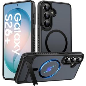 for Samsung Galaxy S26+ Plus Case, [Compatible with MagSafe] [3 Stand Ways], Military Grade Drop Protection Invisible Stand Slim Case for Galaxy S26 Plus 5G, Black