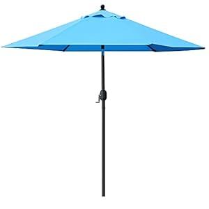 Sunnyglade 7.5' Patio Umbrella Outdoor Table Market Umbrella with Push Button Tilt/ Crank, 6 Ribs (Blue)