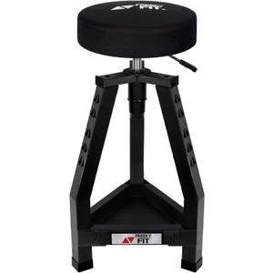 Adjustable Tall Shop Stool, Mechanic Garage Bar Stool Chair, Work Metal Chair for Workshop,360 Swivel Padded Seat, Tool Tray Storage, 350 LBS Capacity, Heavy Duty, Black (Black/30.7-33.07 Inch)