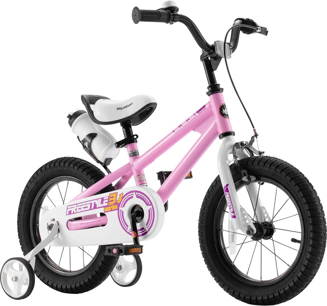 RoyalBaby Kids Bike EZ Freestyle Training Free Balance to Pedal Easy Learning Bicycle, 12-18 Inch for Toddlers to Big Kids (Pink)