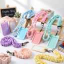 Gueevin Teacher Scrunchie Lanyard with ID Badge Holder Back to School Gift Stretchy Elastic Lanyard with Lobster Clasp