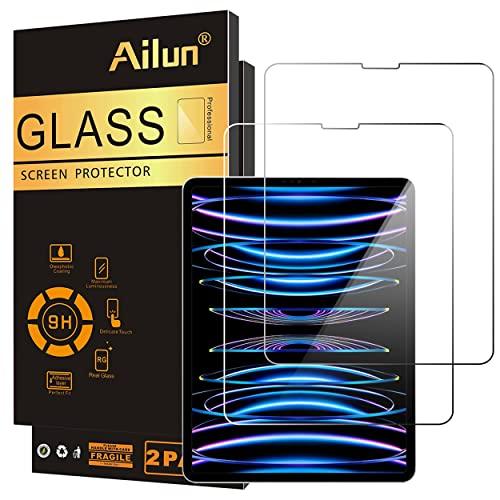Ailun 2 Pack Screen Protector for iPad Pro 12.9 Inch Display [2022 & 2021 & 2020 & 2018 Release] Tempered Glass [Face ID & Apple Pencil Compatible] Ultra Sensitive Case Friendly
