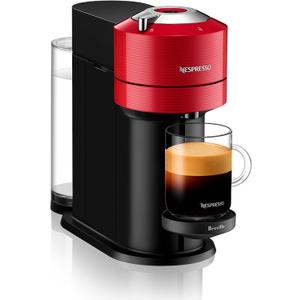 Nespresso Vertuo Next Coffee and Espresso Machine by Breville, Cherry Red, 1.1 Liters with complimentary starter set of Nespresso capsules,                    BBD 06/30/2022