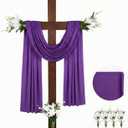 Novabright 71 Inch Extra Large Easter Wooden Cross Outdoor He Is Risen Standing Crucifix 6 ft Religious Yard Decor Set with Purple Fabric, Lily Flower, Base for Garden Church Christian Catholic Party