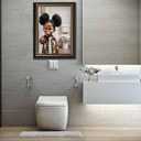 Framed Funny African American Kids Bathroom Canvas Wall Art Humor Cute Stank Face Black Girl Unpleasant Smell Cover Nose Painting Pictures Wall Decor Print Artwork for Washroom Toilet Decoration (16"L x 12"W)