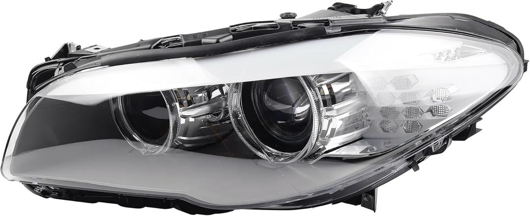 Dasbecan HID/Xenon W/O AFS Headlight Compatible With 2011-2013 BMW 5 Series 528i 535i 550i Left Driver Side Housing Chrome Clear Headlight Assembly Replaces# 63117203244