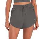 Sunzel 2 in 1 High Waist Running Shorts for Women Quick Dry Elastic Athletic Shorts with Pocket and Drawstring Workout Summer (Gray, S)