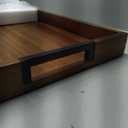 Large Ottoman Tray for Living Room and Coffee Table, Decorative Acacia Wood Serving Tray with Metal Handles for Breakfast in Bed, Dinner Food Kitchen TV (Natural, 20" x 14" x 2")