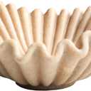 Large Decorative Handmade Bowl Decor , Modern Home Decoration, Fan Shaped Bowl, Ruffle Decor, Stylish Key Bowl for Entry Table, Decorative Fruit Bowl for Kitchen Counter, Artificial Stone Beige (10.5inch)