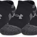 Under Armour Performance Tech Pro No Show Socks 3 Pack (Large, (001) Black / Black / Castlerock)