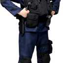 Spooktacular Creations 20PCS Police SWAT Costume for Kids, S.W.A.T. Police Officer Costume for Boys Halloween Cosplay Party (Black, Large)